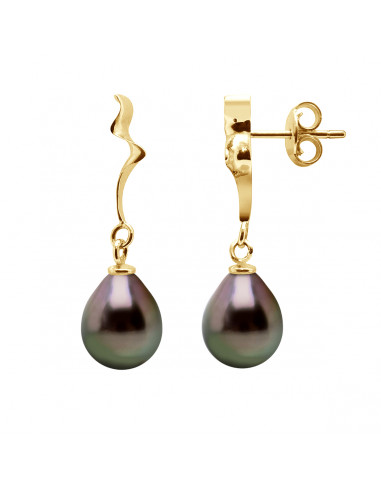 Boucles d'Oreilles Pendantes Perles Poires 9-10...