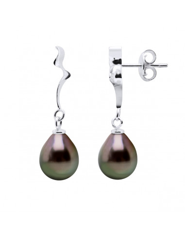 Boucles d'Oreilles Pendantes Perles Poires 9-10 mm - Système Poussettes - Or 750 - PARAGAYA