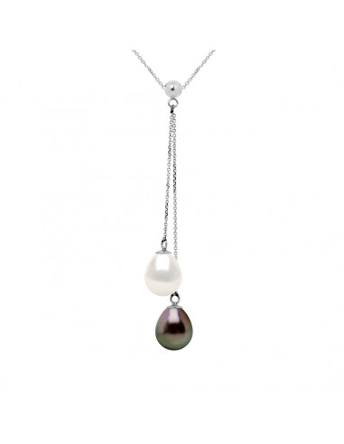 Collier Toi & Moi Perle de Tahiti Poires 8-9 mm...