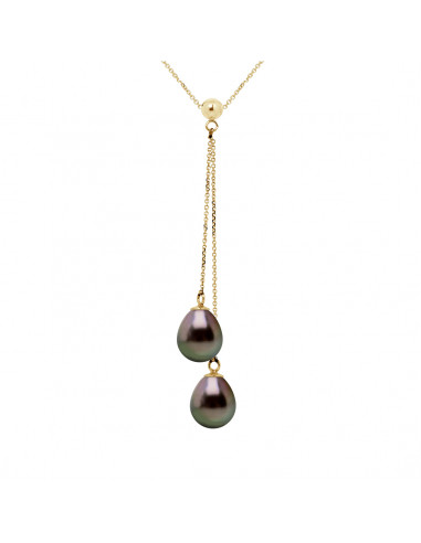 Necklace You & Me 2 Tahitian pearls Poirs 8-9...