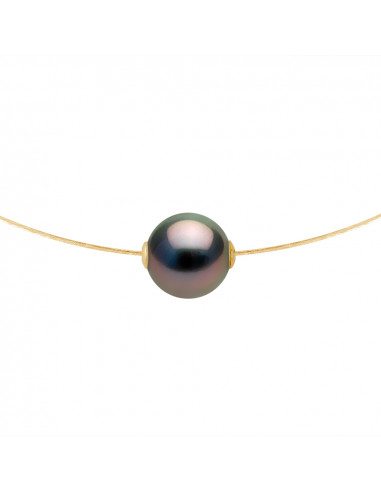 Collier Prestige - Perle de Tahiti Ronde 10-11 mm - Câble Or 750 - ARKAMA