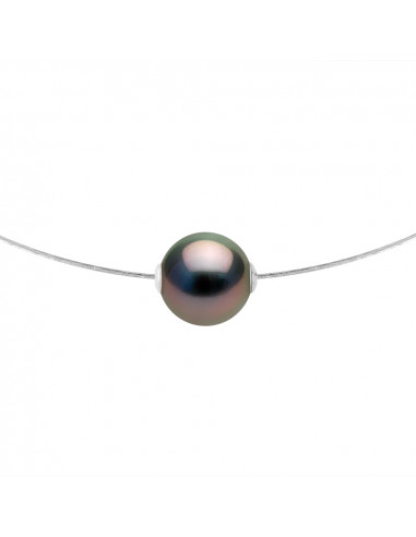Collier Prestige - Perle de Tahiti Ronde 9-10 mm - Câble Or 375 - ARKANIA