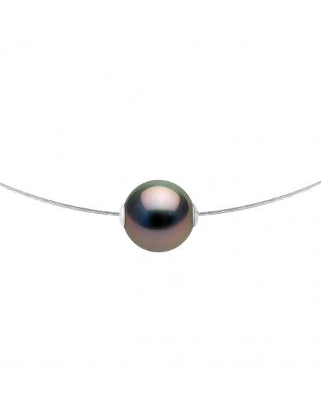 Collier Prestige - Perle de Tahiti Ronde 9-10 mm - Câble Or 375 - ARKANIA