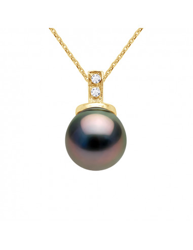 Collier Prestige Perle de Tahiti Ronde 10-11 mm - Diamants 0.020 Cts - Joaillerie Or 750 - NUATIPI