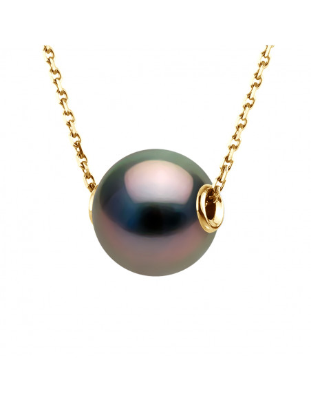 Collier Prestige Perle de Tahiti Ronde 10-11 mm - Chaîne Forçat - Or 375 - RAPARATU
