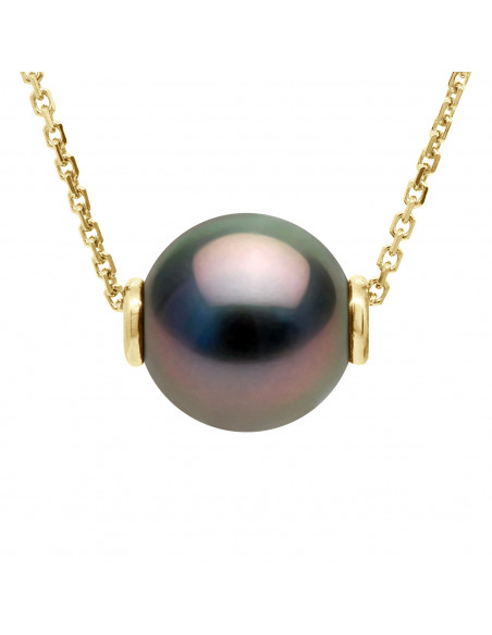 Collier Prestige Perle de Tahiti Ronde 10-11 mm - Chaîne Forçat - Or 375 - RAPARATU