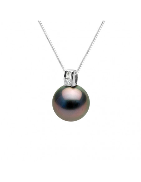 Pendentif Prestige Perle de Tahiti Ronde 10-11 mm - Diamants 0.040 Cts - Joaillerie Or 375 - RAKANU