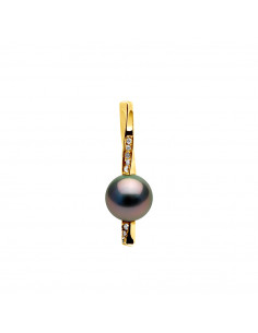 Round Tahitian Pearl Prestige Pendant 9-10 mm - Diamonds...