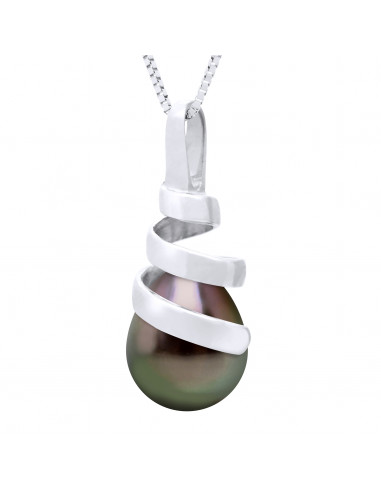 Pendentif Perle de TAHITI Poire 9-10 mm - Chaîne Offerte - Or 375 - TABUTI