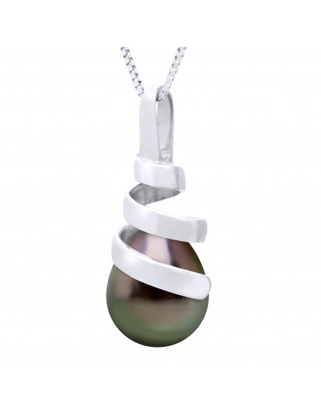Pendentif Perle de TAHITI Poire 9-10 mm - Chaîne Offerte - Or 375 - TABUTI