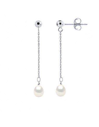 Boucles d'Oreilles Pendantes Perles Poires 7-8...