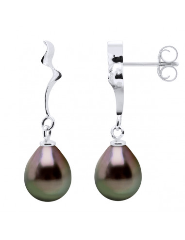 Boucles d'Oreilles Perles de Tahiti Poires 9-10 mm - Système Poussettes - Or 375 - RAPANUI
