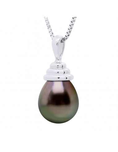 Pendentif Perle de Tahiti Poire 9-10 mm - Chaîne Offerte - Or 375 - AITU