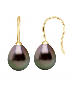 Earrings Tahiti pearls 8-9 mm pears - Crochet system -...