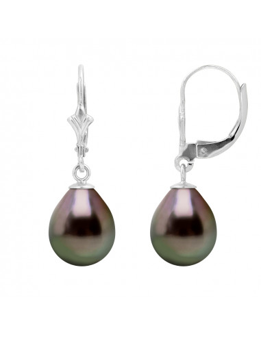 Boucles d'Oreilles Pendantes Perles de Tahiti...
