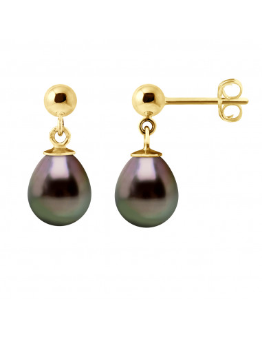 Boucles d'Oreilles Pendantes Perles de Tahiti...