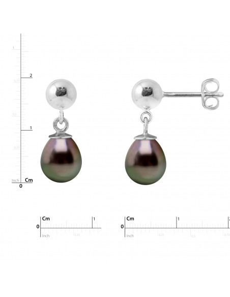 Boucles d'Oreilles Pendantes Perles de Tahiti Poires 8-9 mm - Système Brisures - Or 375 - TIKEHAMA