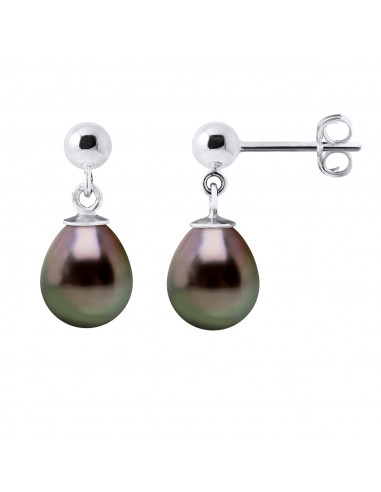 Boucles d'Oreilles Pendantes Perles de Tahiti Poires 8-9 mm - Système Brisures - Or 750 - RAIATEA