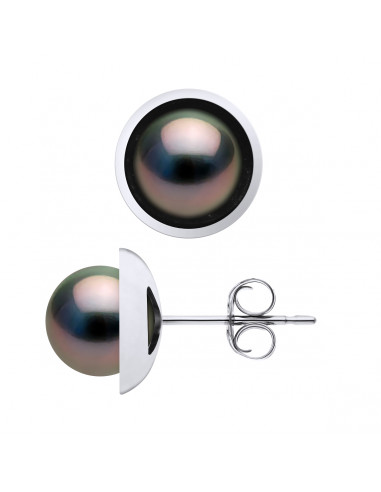 Round Tahitian Beads Earrings 9-10 mm - Smooth...