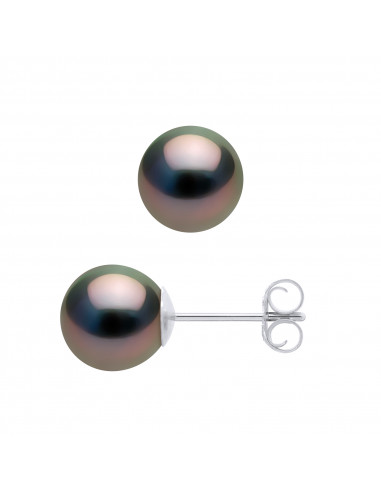 Boucles d'Oreilles Perles de Tahiti Rondes -...
