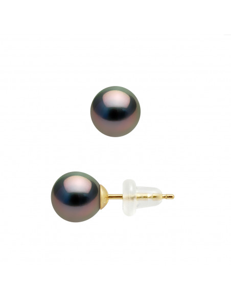 Round Tahiti Bead Earrings - Available in several sizes - Silicone Strollers System - Gold 750 - Tilaran