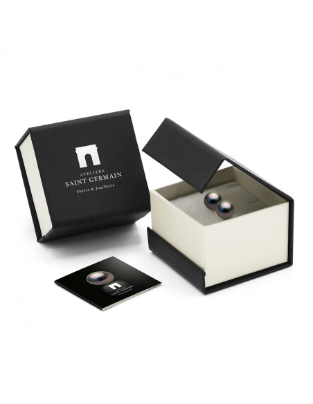 Boucles d'Oreilles PRESTIGE Perles de Tahiti Poires 9-10 mm - Diamants 0.12 Cts - Joaillerie Prestige Or 375 - BORA BORA