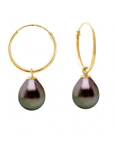 Boucles d'Oreilles Perles de Tahiti Poires 9-10...