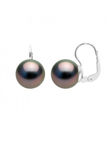 Boucles d'Oreilles Perles de Tahiti Rondes 9-10 mm - Système Dormeuses - Or 375 - BAKATI