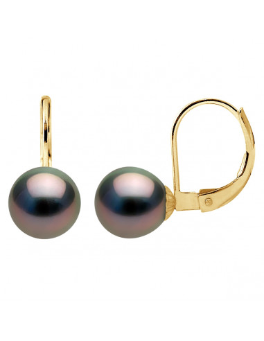 Boucles d'Oreilles Perles de Tahiti Rondes 8-9...