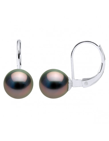 Boucles d'Oreilles Perles de Tahiti Rondes 8-9...