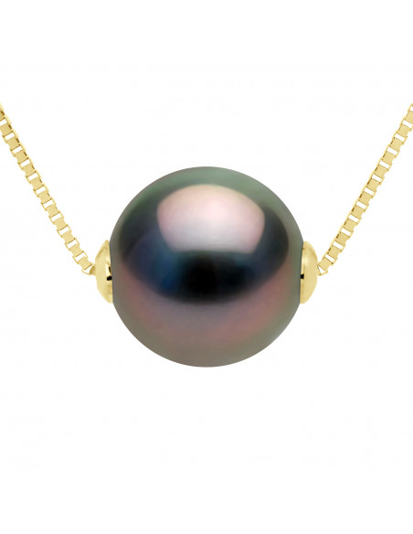 Tahitian Pearl Prestige Necklace Round 10-11 mm - Venetian Chain - Gold 750 - Fabalo