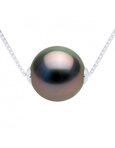 Collier Perle de Tahiti Ronde 10-11 mm - Chaîne Vénitienne - Or 375 - FABULA