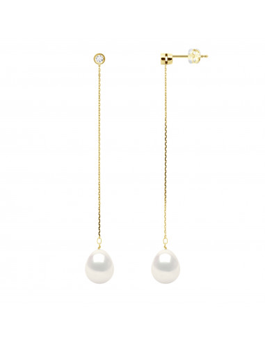 Boucles d'Oreilles Pendantes Perles Poires 8-9...