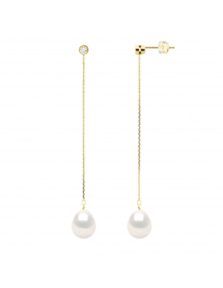 Pearl Pearl Earrings 8-9 mm - Diamonds 0.020 CTS - Jewelry Gold 375 - Montmorency