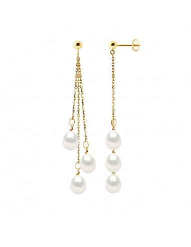 Boucles d'Oreilles Pendantes Perles Poires 7-8...