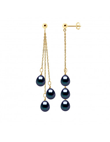 Boucles d'Oreilles Pendantes Perles Poires 7-8...