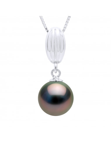 Pendentif Perle de Tahiti Ronde 9-10 mm -...