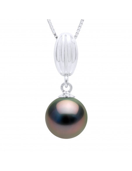 Round Tahitian Pearl Pendant 9-10 mm - Offered Chain - Gold 750 - Tukada