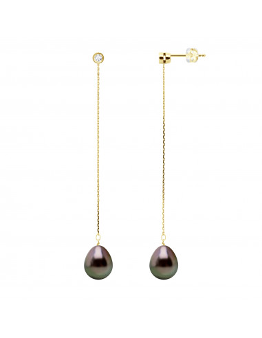 Boucles d'Oreilles Pendantes Perles de Tahiti...