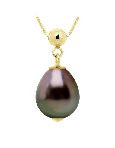 Collier Perle de Tahiti Poire 9-10 mm - Or 375 - MARAKAVU