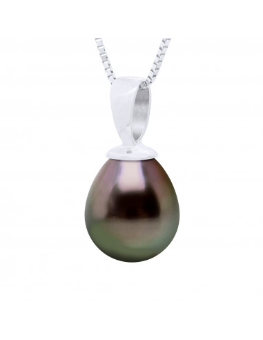 Pendentif Perle de Tahiti Poire 9-10 mm - Chaîne Offerte - Or 375 - TUHAUTA