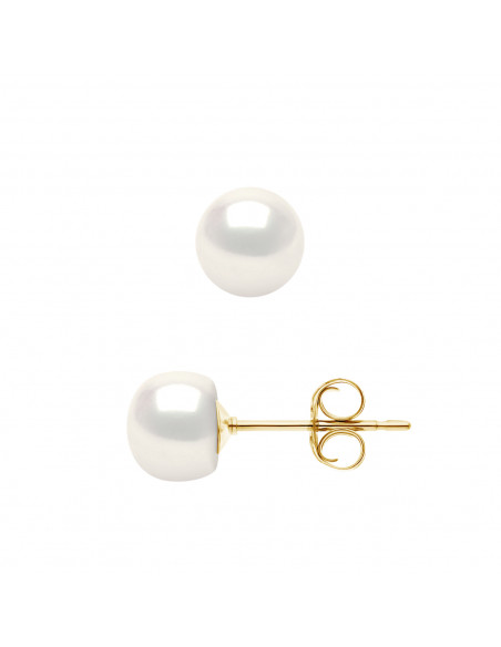 Boucles d'Oreilles Perles BOUTONS - Plusieurs Tailles Disponibles - Or 750 - NEUILLY