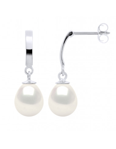 Boucles d'Oreilles Pendantes Perles 8-9 mm - Système Poussettes - Or 750 - NEUILLY
