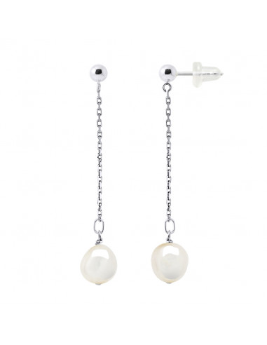 Boucles d'Oreilles Pendantes Perles Baroques 8-9 mm - Or 750 - PAIMPOL