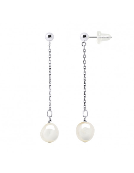 Boucles d'Oreilles Pendantes Perles Baroques 8-9 mm - Or 750 - PAIMPOL