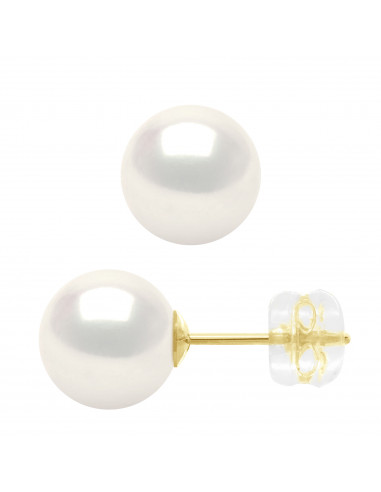 Boucles d'Oreilles - Clous Perles Rondes - Tailles de 4 à 10 mm - Système Siliconor - Or 375 - PASSY