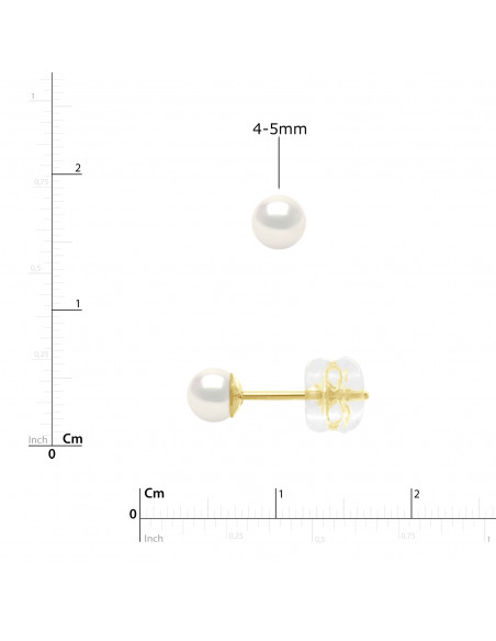 Boucles d'Oreilles - Clous Perles Rondes - Plusieurs Tailles Disponibles - Système Siliconor - Or 375 - LEVALLOIS