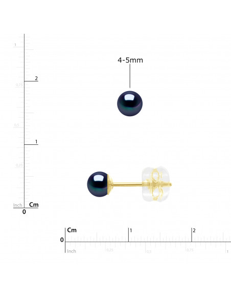 Boucles d'Oreilles - Clous Perles Rondes - Plusieurs Tailles Disponibles - Système Siliconor - Or 375 - LEVALLOIS