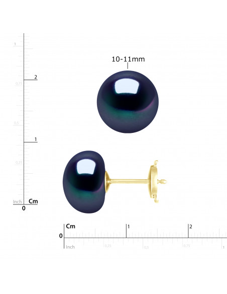 Boucles d'Oreilles Boutons - TAILLES EXCEPTIONNELLES -  Système Sécurité - Or 375 - ELYSEE