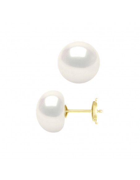Boucles d'Oreilles Boutons - TAILLES EXCEPTIONNELLES -  Système Sécurité - Or 750 - TRIOMPHE